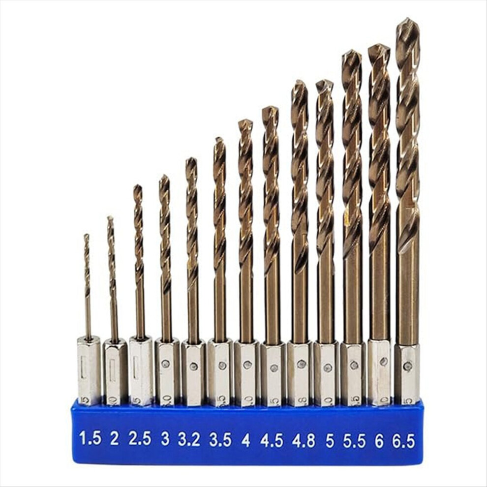 5% Cobalt Hex Shank Metric Drill Bits Set (1.5Mm-6.5Mm/13Pcs) 4852742542869