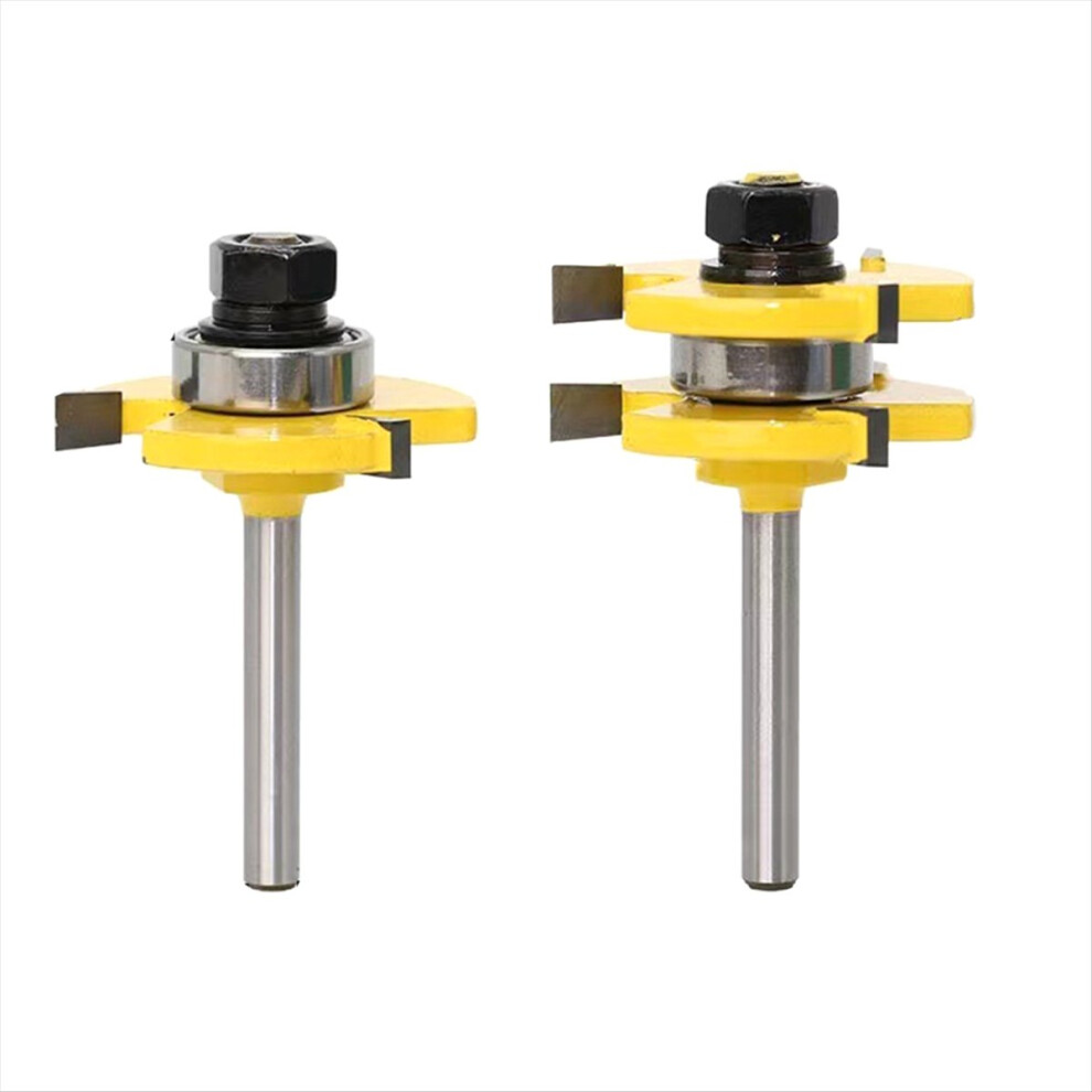 2Pcs 1/4Inch Shank Cutter 3-Tooth Tongue & Groove Joint Assemble 4852742545198