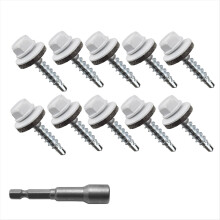 300Pcs 10x1 Hex Heads Self-Drilling Metal Roofing Screws, EPDM Washer
