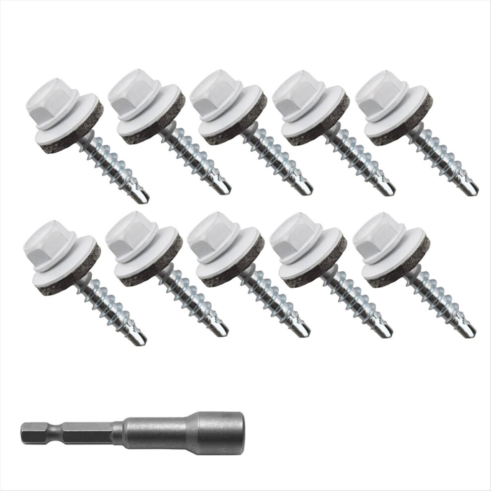 300Pcs 10X1 Hex Heads Self-Drilling Metal Roofing Screws, Epdm Washer 4852742559836
