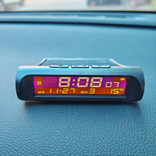 Solar Car Digital Clocks Dashboard Date Thermometer 2