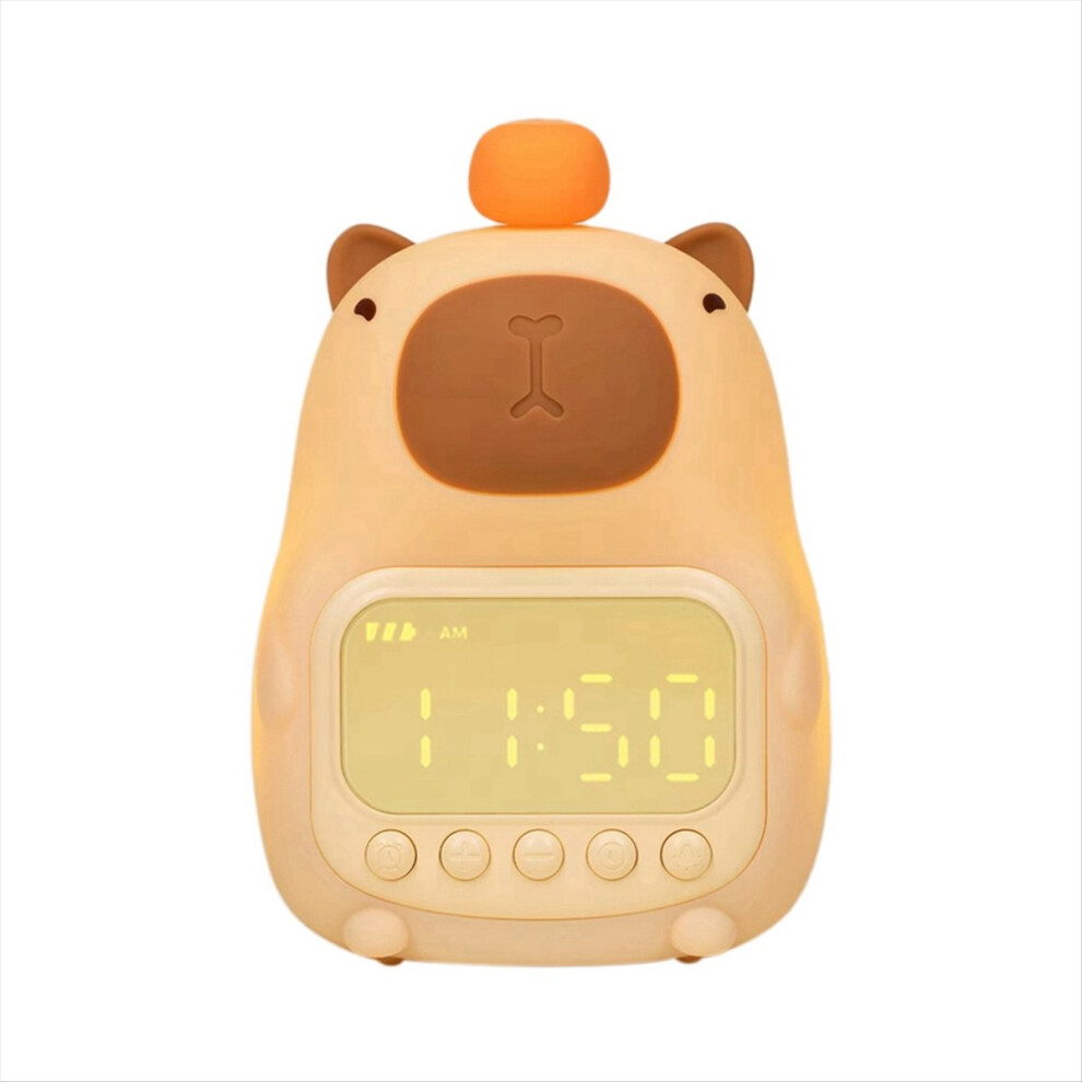 Capybara Themed Bedside LED Snooze Clock,Rechargeable Nightlight