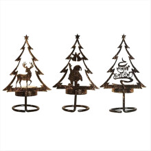 Metal Candle Holder Christmas Matle Table Centerpiece Reindeer Christmas Tree Santa Clau Dinner Tea Light Holder