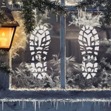 Christmas Stencils for Painting Santa Footprints for Floor, Santa Claus Boot Prints and Snowflake Stencils Template