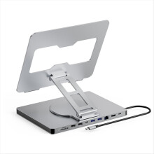 360 Rotatable 10 Ports Docking Station with USB Hub Card Reader RJ45