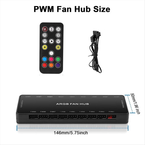 ARGB Controller for Pc 1 to 9 Hub Remote Control 5V 3 Pin 2