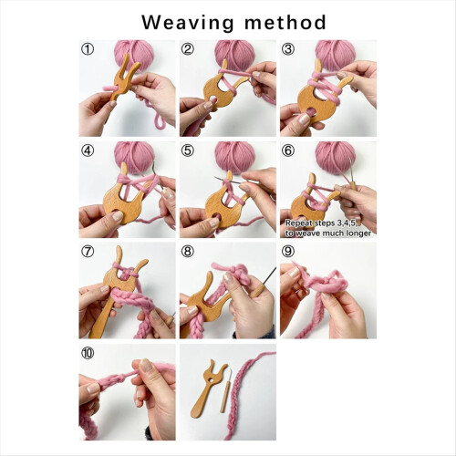 Large Wooden Fork Knitting Fork Handmade Wool Knitting Flower Fork 2