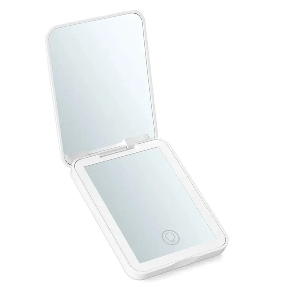 Compact Mini Vanity Folding Cosmetic Mirror with Lights White