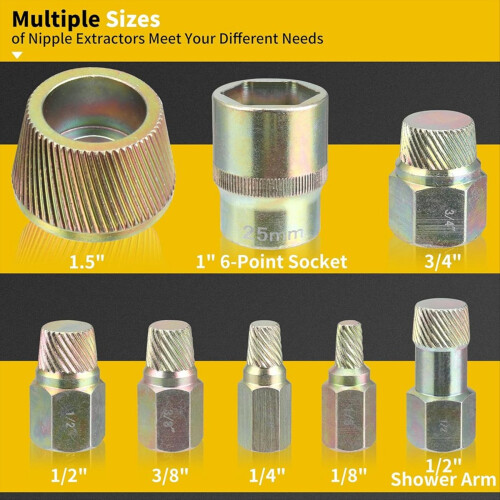 1.5 inch Tub Drain Extractor, 8PCS Pipe Nipple Extractor 1
