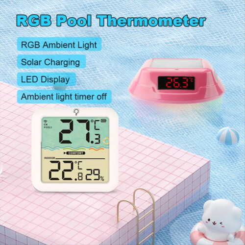 Solar Powered Pool Thermometer with LED Display A 2