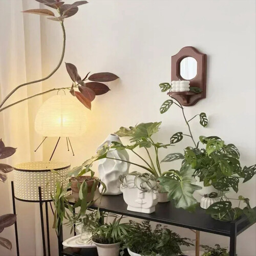 Wall Mirror with Shelf Aromatherapy Candlestick Holder Hanging Decor 2