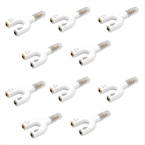 10pcs 3.5mm Headphone Jack Audio Splitter U Type Adapter White
