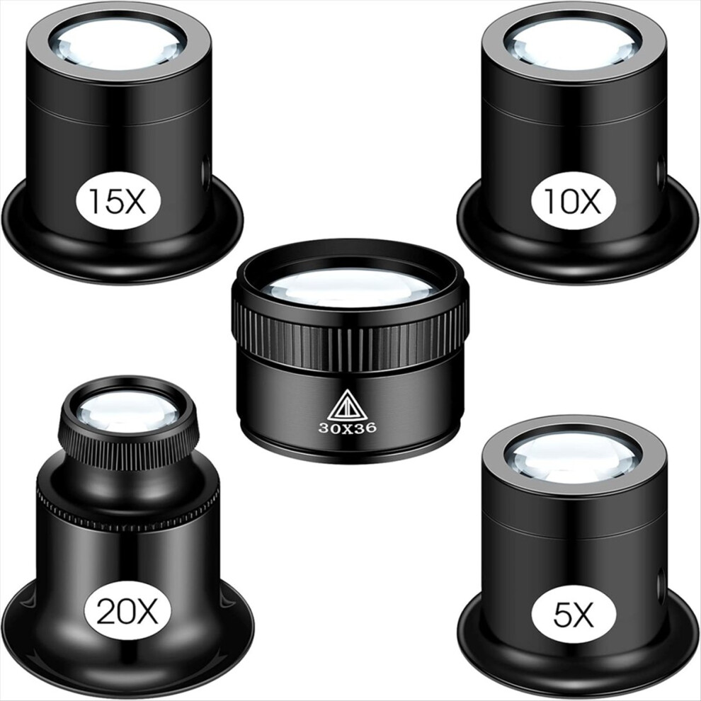 5Pcs Jewelers Loupe Monocular Magnifier with 30x36mm Lens