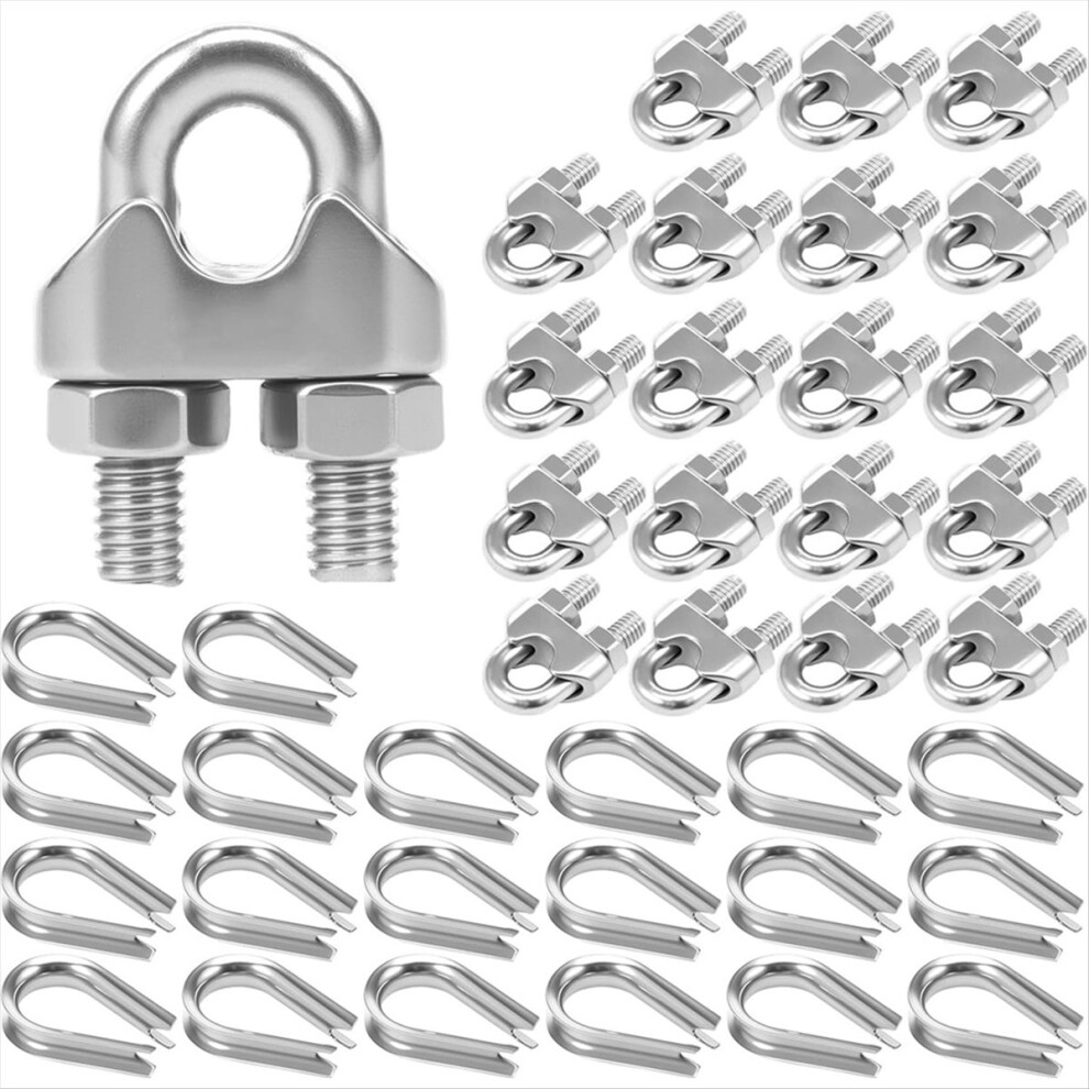 20Pcs M5 Wire Rope Clamps, Stainless Steel Cable Clamps 4852997602189