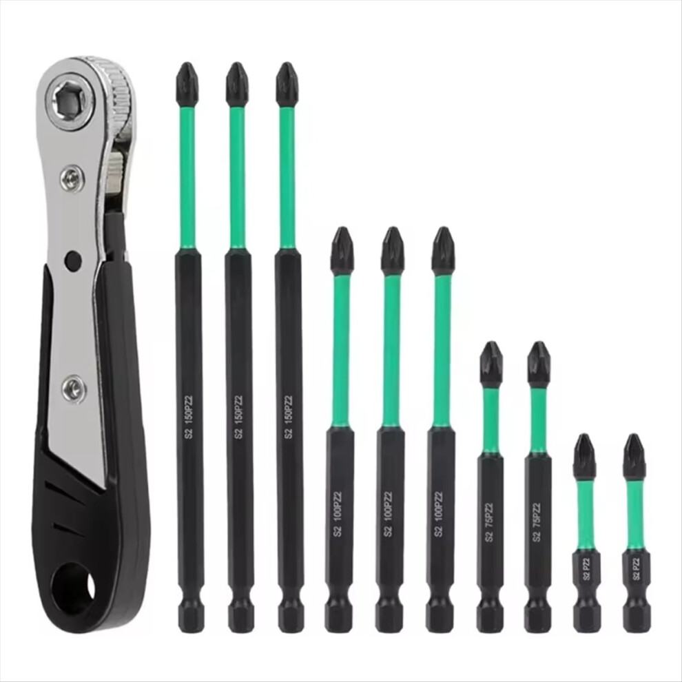 10Pcs Pz2 Magnetic Driver Bits Heavy Duty Hex Screwdriver Bit Set 4852997609010