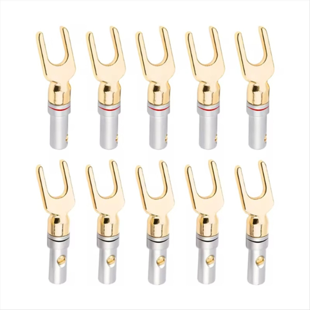 10Pcs Y/ U Type Banana Plugs Speaker Audio Cable Wire Connector 4854133891235