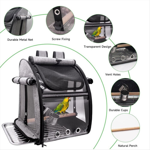 Bird carrier bag with perch 1