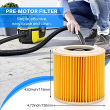 2 filtros de cartucho para aspiradoras Karcher WD3 Premium, WD2, WD1, MV3, MV2 y WD 3 P. Kit de extensión contra polvo fino.