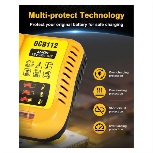 DCB112 Battery Charger Replacement for Dewalt 12V 20V Max Lithium EU Plug 1
