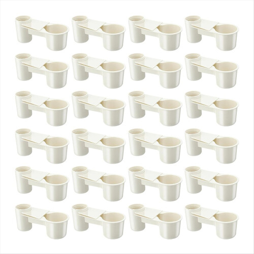 24 Pcs Bird Drinker Feeder Cups Water Bottle Cup for Cage White