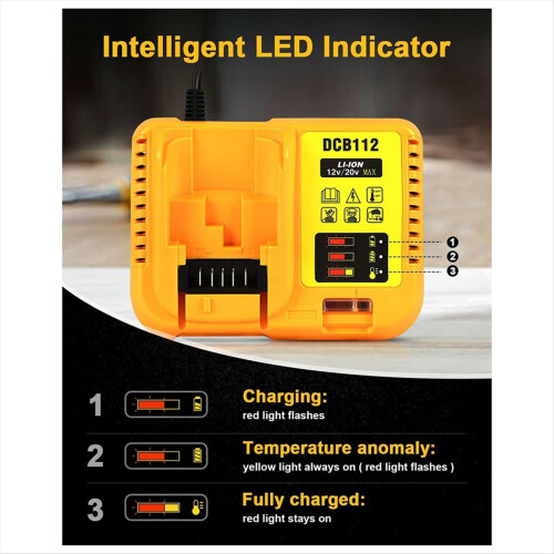 DCB112 Battery Charger Replacement for Dewalt 12V 20V Max Lithium EU Plug 2