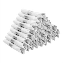 Set di posate in plastica argentata pre-arrotolate, tovaglioli pre-arrotolati con set di posate per feste e compleanni