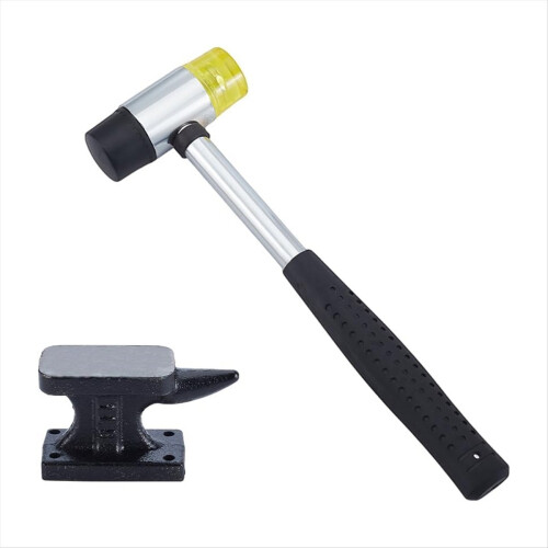 Horn Anvil Set Iron Anvil with Rubber Hammer Blacksmith Forge Kit