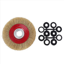 1 stuks 8 inch 200 mm stalen platte draadborstel met 10 adapterringen voor polijstmachine voor bankslijpmachines