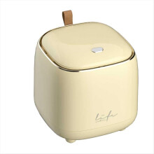 Lixeira de bancada com tampa de pressão, capacidade de 1,5 litro (0,5 galão), cor amarelo cremoso.