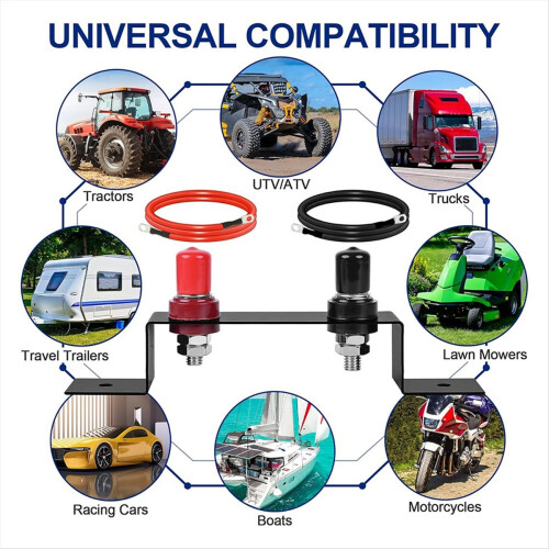 Battery Relocation Kit, Jump Post Kit Heavy Duty Remote Terminals Charging with Bracket Cable 2