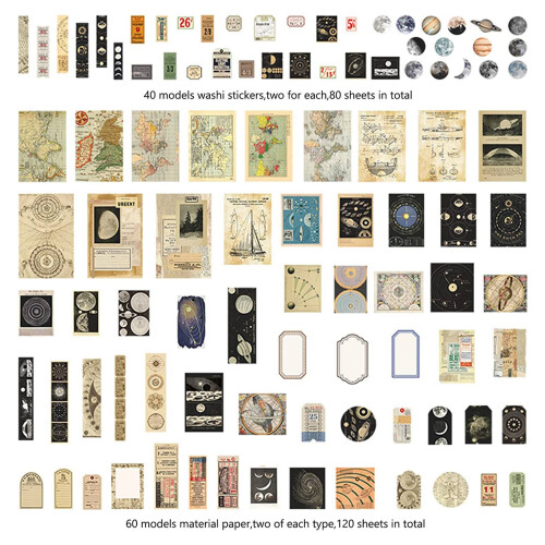 400 τεμάχια Είδη Scrapbooking, Αυτοκόλλητα Vintage Scrapbooking, Αυτοκόλλητα Washi για Τέχνη Άλμπουμ 1