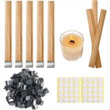 200 mèches et supports de bougies en bois double couche, 13 x 1,3 cm, naturel, pour la fabrication de bougies.