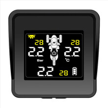 Draadloos bandenspanningscontrolesysteem op zonne-energie Motorfiets TPMS-monitor LCD-scherm 3 externe sensoren