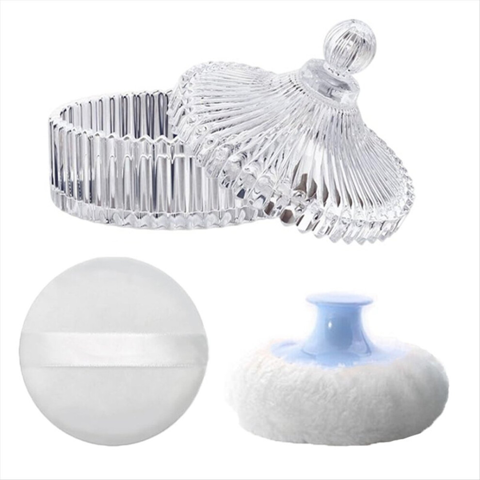 Body Powder Puff and Container Kit , Dusting for Women Baby Loose Containers Wet Dry Makeup A