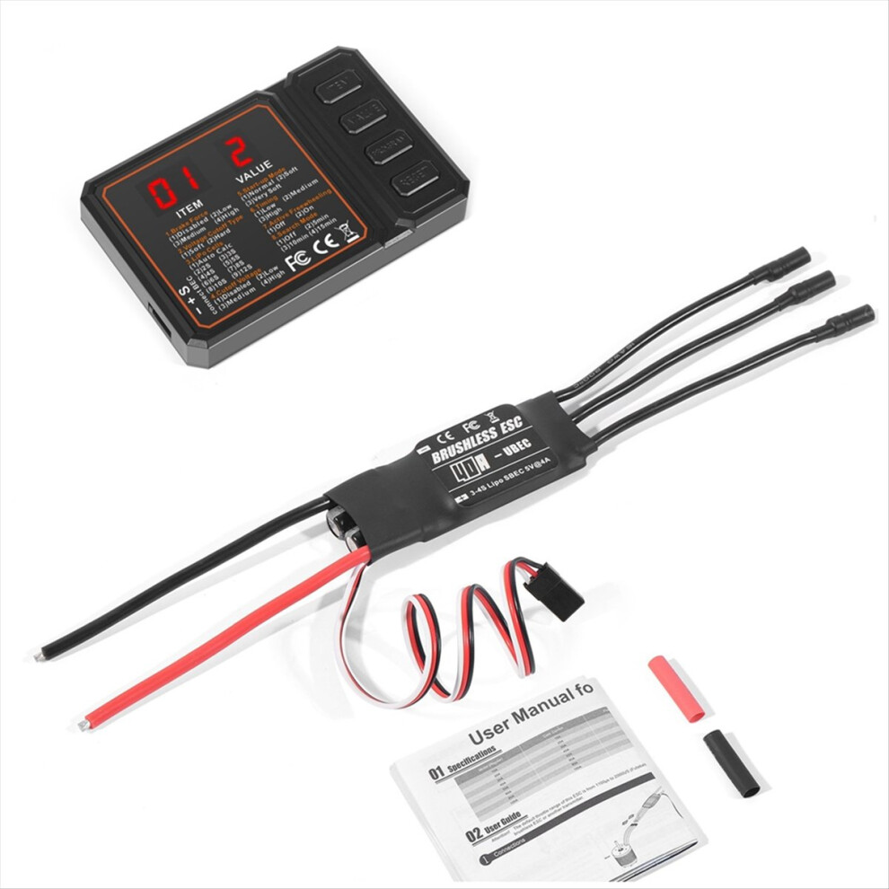 40A Brushless Esc 2-3S Lipo Support Bec Output With Programming Card For Rc Car Boat Aircraft Diy Parts 4852887733641
