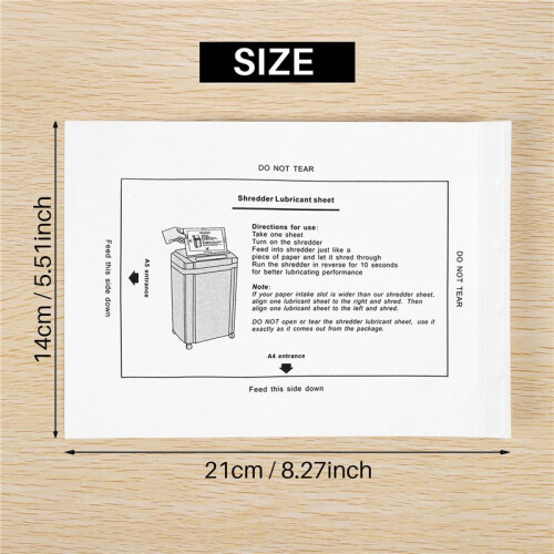 12 feuilles lubrifiantes pour destructeur de documents, type portable.