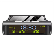 Solar Car Clock Automatic with Week Month Calendar Time Temperature Display Fully
