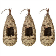 Conjunto de 3 Casinhas de Pássaros para Jardim, Casinhas de Andorinhas Tecidas à Mão para Pendurar na Grama, Ideais para Ambientes Externos.