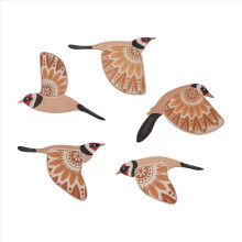 5 stuks houten vogelmuurkunst, houten vliegende vogels, decor, rustiek, voor cadeauliefhebbers, woonkamer, geel