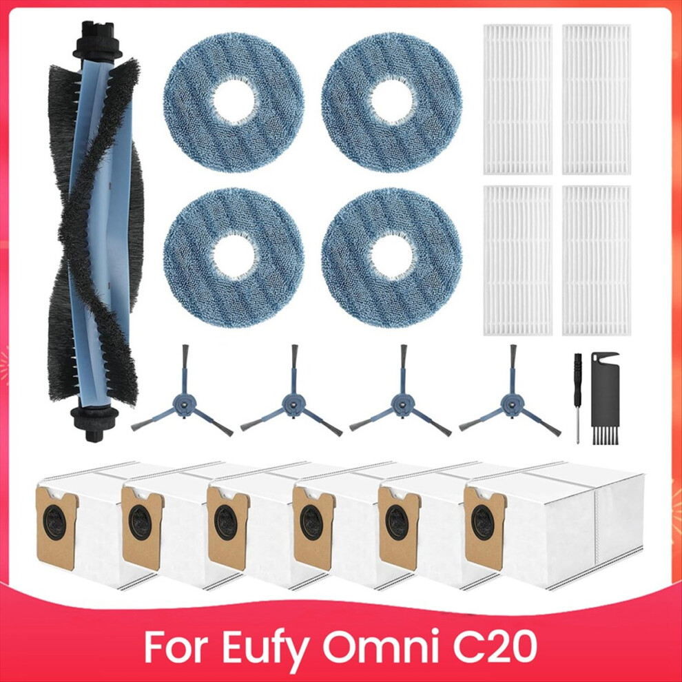 Accessories for Eufy Omni C20 Robot Vacuum Replacement Parts Main Side Brush Hepa Filter Mop Cloth Dust Bag