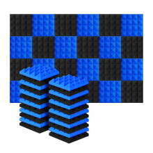 24 ks 25X25X5Cm štúdiové akustické zvukotesné penové pyramídové hlukové izolačné panely na pohlcovanie zvuku, čierne + modré