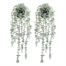 2 stuks kunstmatige hangplanten in pot, eucalyptusplant voor muur, kamer, huis, patio, binnen- en buitendecoratie