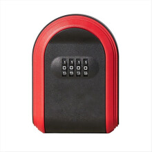 Key Safe Box Weatherproof 4 Digit Combination Outdoor Security Storage Case Lock Wall Mounted,Black & Red