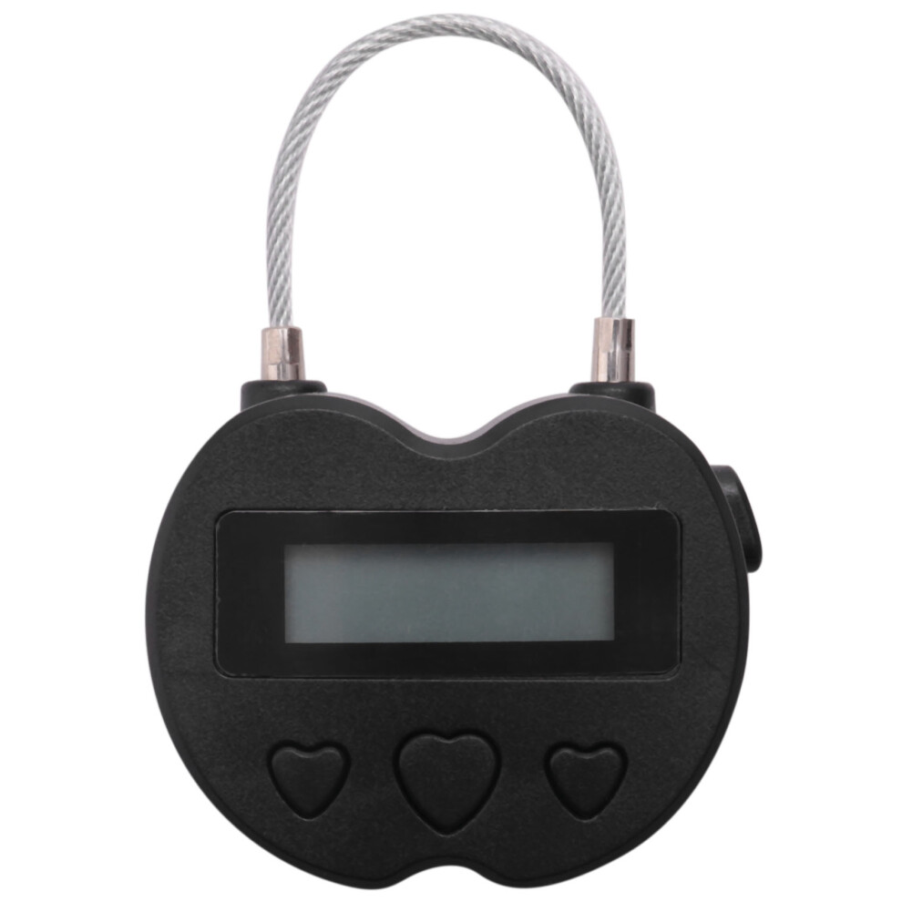 Smart Time Lock Lcd Display Usb Rechargeable Temporary Timer Padlock Travel Electronic Black 4852887784964