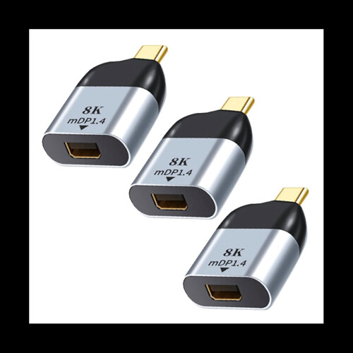 Μετατροπέας θύρας οθόνης USB C για Thunderbolt 3 8K 4K 60Hz MDP, MacBook, iPad Pro, 3X Type-C σε Mini DP 2