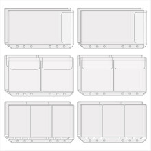 12 stuks A6-map met vakjes voor contant geld, enveloppen, doorzichtige maporganizer, fotokaarthoes, vellen voor creditcards en visitekaartjes.