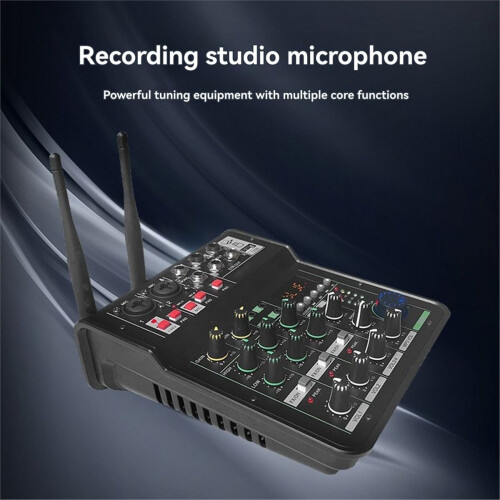 Mixagem de áudio com microfone sem fio UHF e mixer estéreo de 4 canais 2