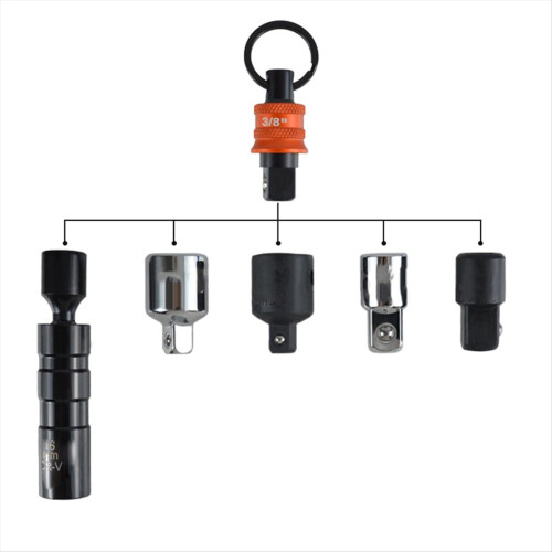 Soquete para chaveiro de 1/2" e 3/8" com encaixe hexagonal para brocas 2