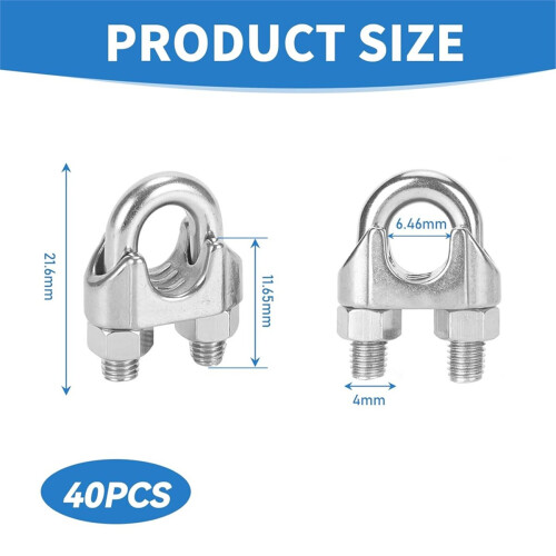 Pacote com 40 abraçadeiras de cabo de aço de 4 mm 1