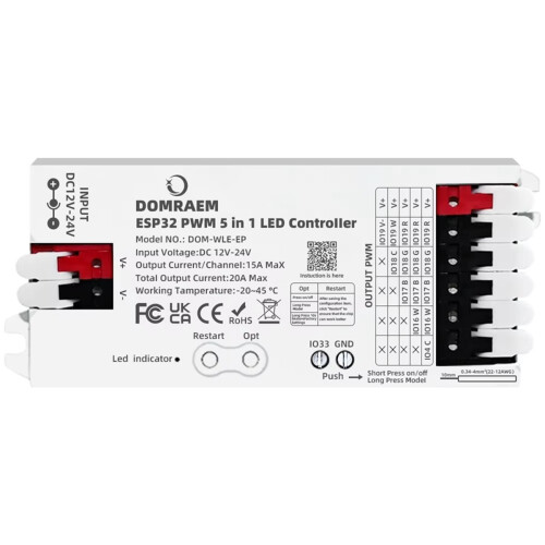 WLED-controller ESP32 PWM voor analoge LED